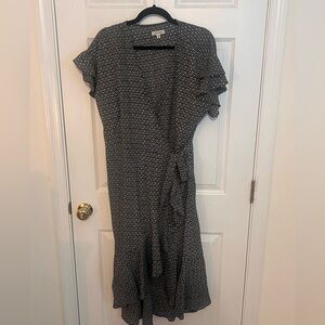 High low wrap dress with cute tie and ruffles